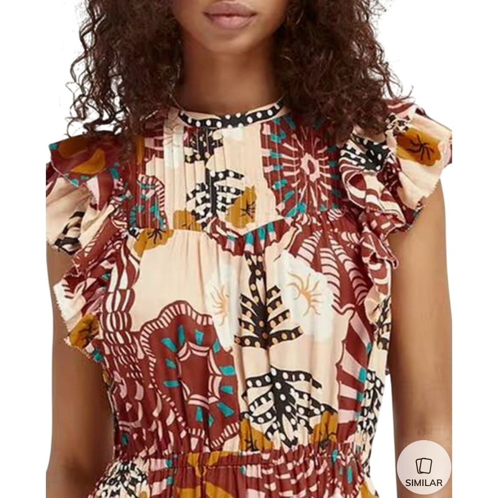 Scotch & Soda Dress Women Medium Maxi Floral Ruched Tier Flare Core Cruise - Picture 3 of 9